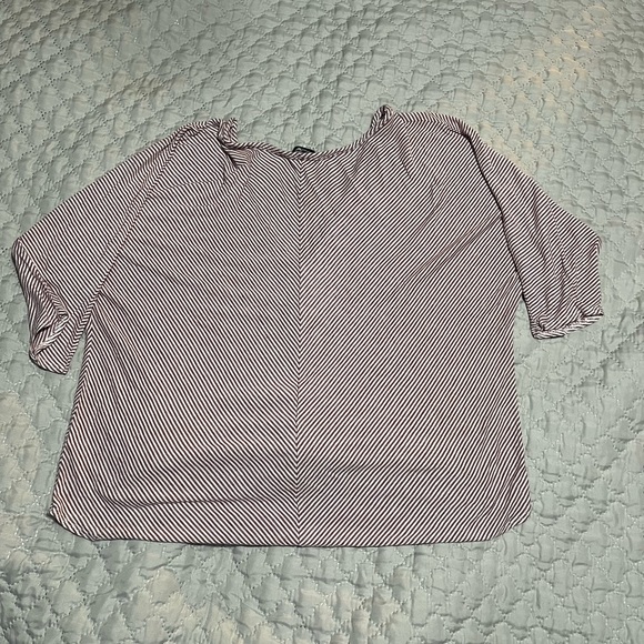 Green Envelope Red and White Striped Button-Down Top with tie in front - Picture 5 of 5